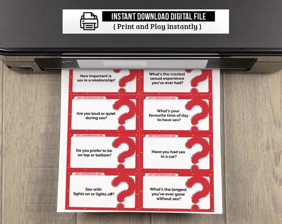 Afbeelding van het spel Printbare Conversatiestarters, Tinder Gespreksvragenkaarten, Ijsbreker Gesprekskaarten voor koppels