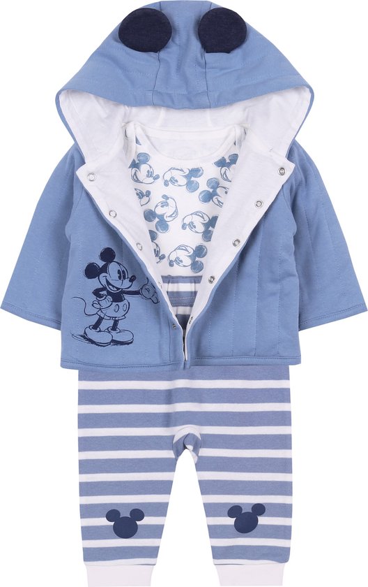 Blauw-witte babyset Mickey Mouse, OEKO-TEX / 68