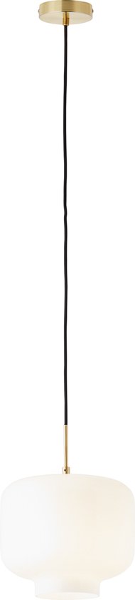 Brilliant Kleon hanglamp 1-vlammig wit/messing geborsteld, glas/metaal, 1x A60, E27, 40 W