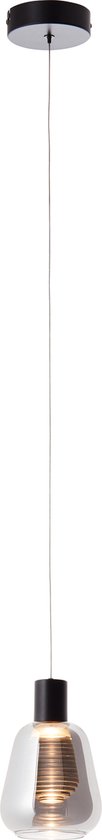 Brilliant LED hanglamp Carlson 1-vlammig zwart/rookglas, glas/metaal/kunststof, 1x LED geïntegreerd, 5 W, (lichtstroom: 540lm, lichtkleur: 3000K)
