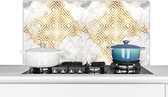 Spatscherm keuken 100x50 cm - Kookplaat achterwand Goud - Marmer print - Patronen - Geometrie - Muurbeschermer - Spatwand fornuis - Hoogwaardig aluminium