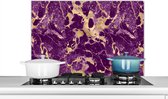 Spatscherm keuken 90x60 cm - Kookplaat achterwand Goud - Luxe - Marmer print - Patronen - Muurbeschermer - Spatwand fornuis - Hoogwaardig aluminium