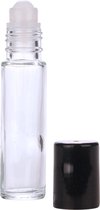 Lege Rollerflesjes 10ml 6 stuks - Roll-on, Helder Glas - Zwarte Dop-Parfumrollers