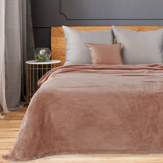 Oneiro’s Luxe Plaid RICKY Type 1 roze - 200 x 150 cm - wonen - interieur - slaapkamer - deken – cosy – fleece - sprei
