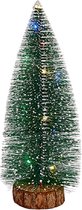 Krist+ Mini decoratie kerstboompje - met licht - H35 cm - groen - kunststof