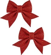 Cintres de Suspensions de Noël Arte r - nœuds - 2 PC - paillettes rouges - nœuds - 14 cm - Décoration de sapin de Noël