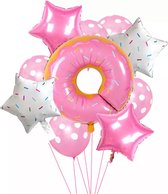 Ballonnen Pakket Donut- Verjaardag- 10-delig- Roze- Kinderfeestje