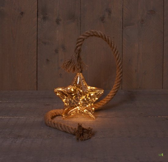 Ster verlichting aan een touw, gold glass, sfeerverlichting met stoer uiterlijk
