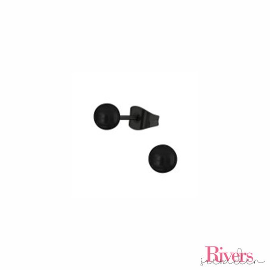 5mm oorbellen bolletjes - zwart - roestvrij staal - Rivers-sieraden - stainless steel - studs - oorbellen studs – zwartkleurige oorbellen - rvs