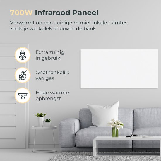 Infraroodpaneel Plus 200 30x60cm wit - met display