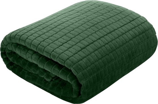 Oneiro’s Luxe Plaid CINDY Type 2 groen - 170 x 210 cm - wonen - interieur - slaapkamer - deken – cosy – fleece - sprei