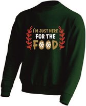 Kerst sweater -  I'M JUST HERE FOR THE FOOD - kersttrui - GROEN - medium -Unisex