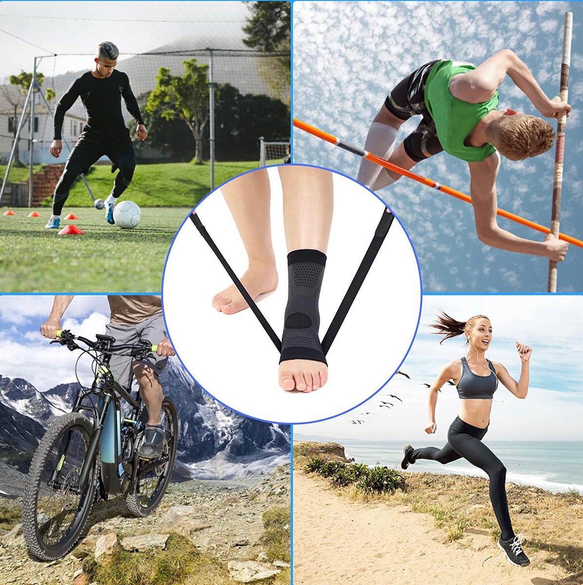 De Millennials Enkelbrace 1 pair (2 stuks) - Schoenmaat: 43 - 46 - enkelbandage voor compressiesokken verlichten hielspoor - sport - Enkel Bandage - Voet brace - Enkel Brace - Enkelondersteuning - Neopreen - Comfort fit - Zwart - Universeel — afbeelding 3
