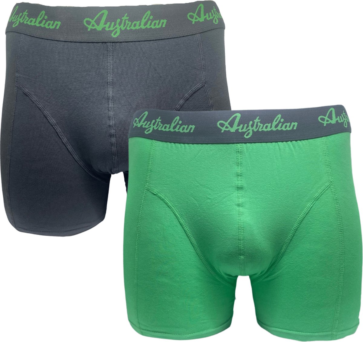 2 stuks Australian Boxershort - Katoen - Groen / Grijs - Maat XL