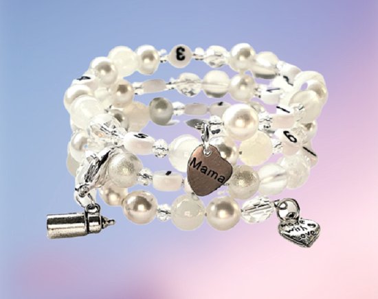 Moeder armband - Voedingsarmband Snow White - armband met witte kralen -  Kraam cadeau... | bol.com