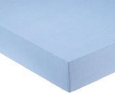 FLANEL hoeslaken - 160 x 200 - Extra Warm - hoek 30cm - kleur licht blauw