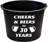 Bedrukte emmer - Tekst Cheers & Beers - Verjaardag - Vaderdag - Bier - Leeftijd - Gein - Spreuk
