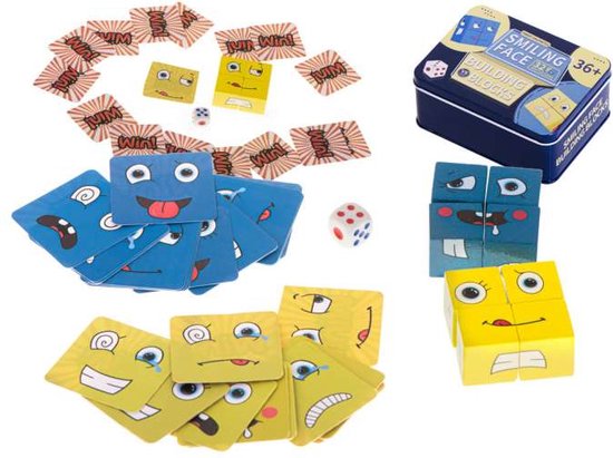 Afbeelding van het spel Leuk Educatief Spel voor Jong & Oud 3+ Jaar - Gezelschapsspel 2 Spelers Zoek de Blokken Snel Bij Elkaar - Leer Emoties Herkennen & Benoemen - Face Change Rubik's Cube - Actie Spel Drankspel