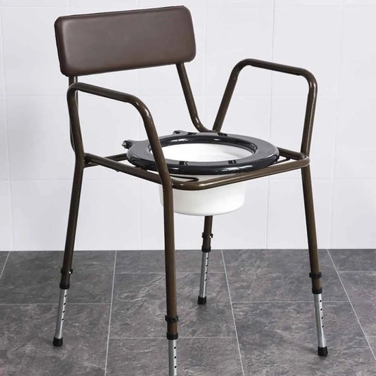 Toiletstoel in hoogte verstelbaar - Postoel Bruin | WC stoel met emmer - HomeCare Innovation BV