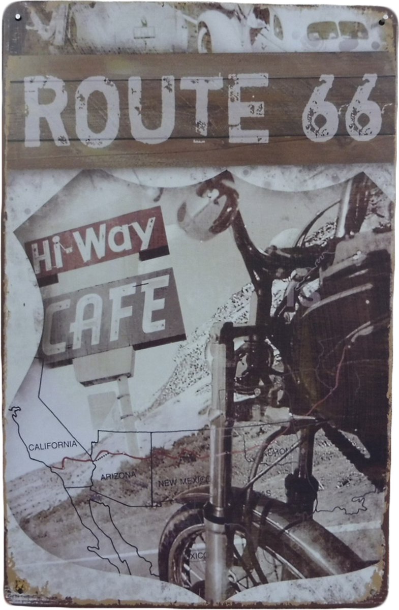 Cave & Garden Wandbord - Hi-way cafe - Metalen wandbord - Mancave - Mancave decoratie - Metalen borden - Metal sign - Bar decoratie - Tekstborden - Wandborden - Wand Decoratie - 20 x 30cm grijs