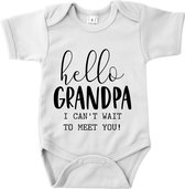 Rompertje met tekst - Hello Grandpa - Wit - Maat 56 - Zwanger - Geboorte - Opa - Vaderdag - Aankondiging - In verwachting - Cadeau - Romper - Pregnant - Announcement