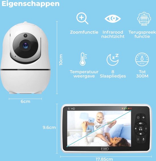 HelloBaby HB66 Babyfoon met camera - Op afstand beweegbaar - Nachtzicht