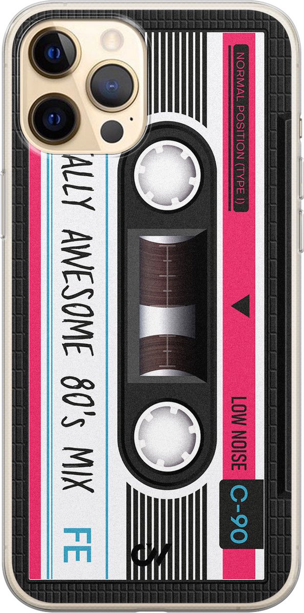 Hoesje geschikt voor Apple iPhone 12 - Cassette - - Zwart - Apple - Casevibes