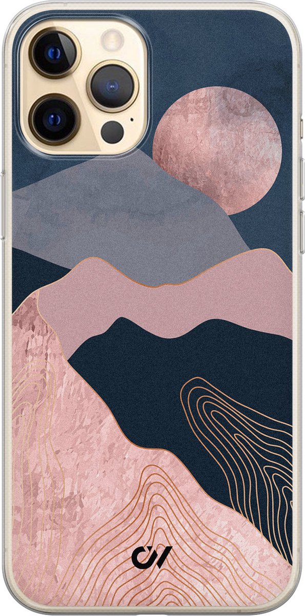 Hoesje geschikt voor Apple iPhone 12 - Landscape Rosegold - - Roze - Apple - Casevibes