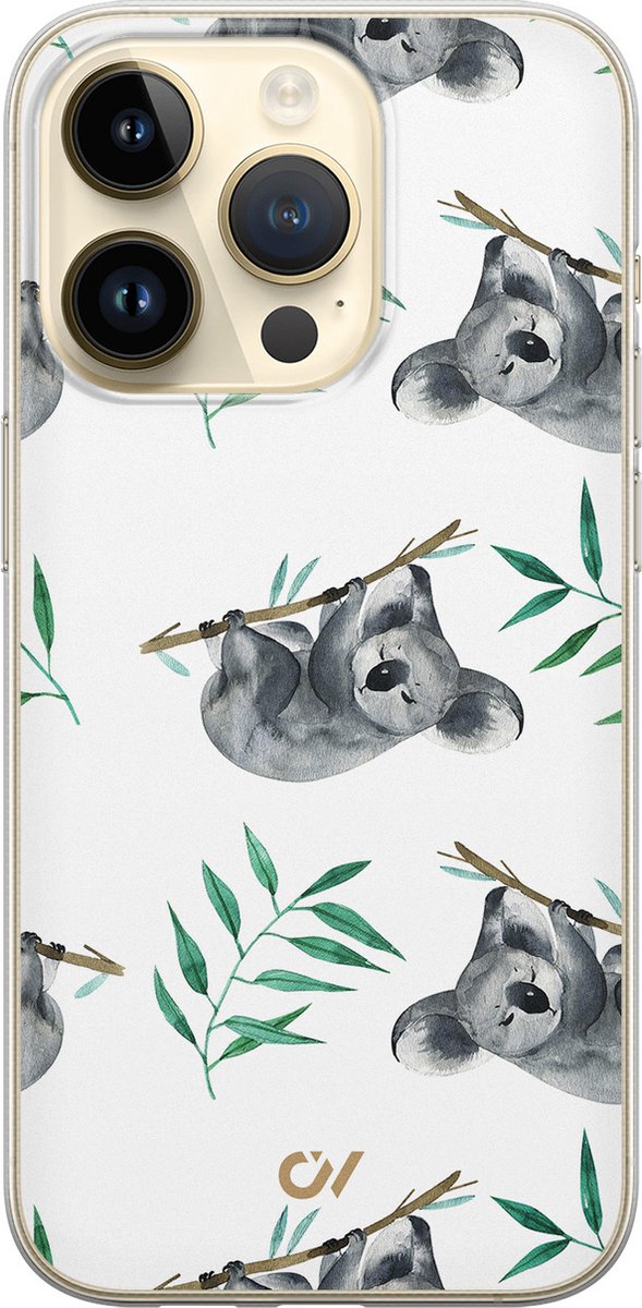 Hoesje geschikt voor Apple iPhone 14 Pro - Koala Print - - Wit - Apple - Casevibes