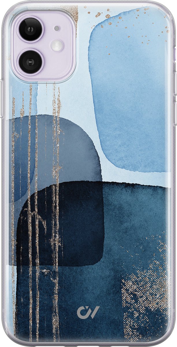 Hoesje geschikt voor Apple iPhone 11 - Blue Abstract Shapes - - Blauw - Apple - Casevibes