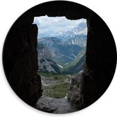 WallClassics - Dibond Muurcirkel - Steile Pad in Bergen - 30x30 cm Foto op Aluminium Muurcirkel (met ophangsysteem)