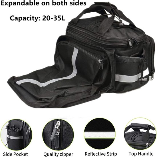 Grande Sacoche pour Porte-Bagage arrière de vélo avec Compartiment. 30