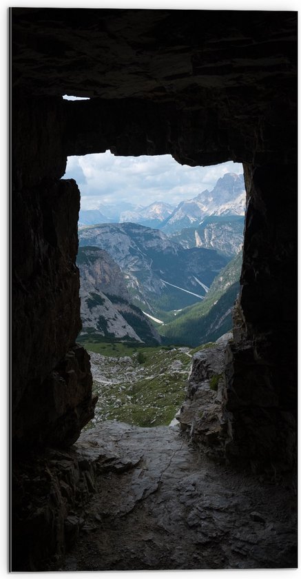 WallClassics - Dibond - Steile Pad in Bergen - 50x100 cm Foto op Aluminium (Met Ophangsysteem)