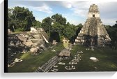 WallClassics - Canvas  - Piramide van de Grote Jaguar - Guatemala  - 60x40 cm Foto op Canvas Schilderij (Wanddecoratie op Canvas)