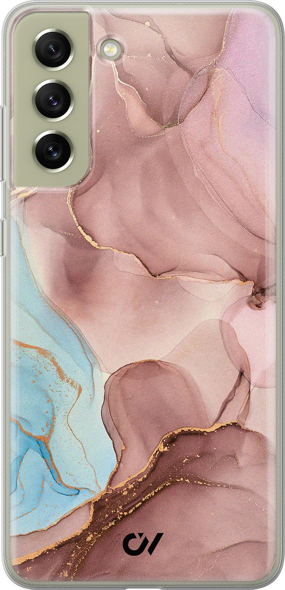 Hoesje geschikt voor Samsung Galaxy S21 FE hoesje - Marble Clouds - - Roze - - Casevibes