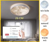 Levabe Maan Led Plafondlamp - Dimbare - Glans - Maanlamp - kinderkamer - Woonkamer - Slaapkamer - Plafond licht - Wit - 26CM