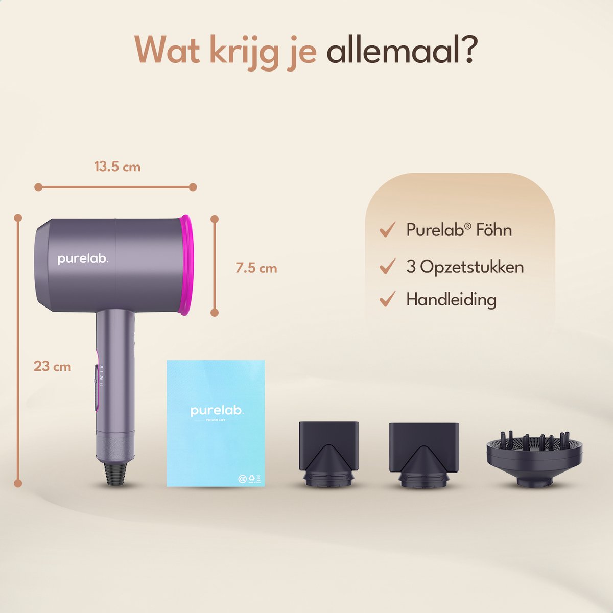 Purelab Föhn 2000W met Diffuser & Ionentechnologie thumbnail 7