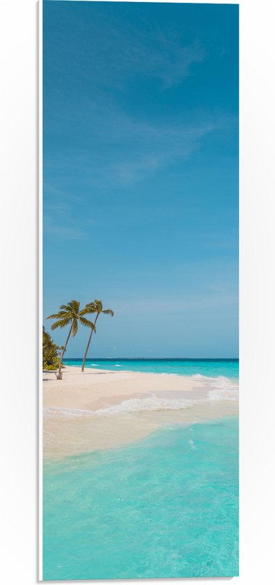 WallClassics - PVC Schuimplaat - Tropisch Strand met Palmbomen - 20x60 cm Foto op PVC Schuimplaat (Met Ophangsysteem)