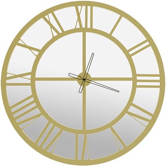 Horloge miroir - Grande horloge murale industrielle - Cadre doré - Ø 80 cm  | bol