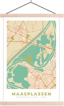 Posterhanger incl. Poster 40x60 cm - Schoolplaat - Vintage - Maasplassen - Kaart - Plattegrond - Stadskaart - Textielposter - Blanke latten - Plattegrond
