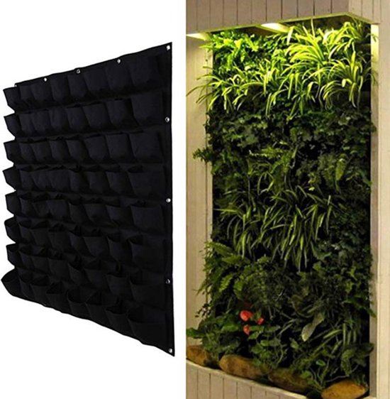 Verticale tuin | Plantenhanger | 49 Plantvakken | Hangende tuin | Plantenzak | Planten hanger | Planten zak | Horizontale tuin | Plantenhanger Balkon | 1 x 1 meter