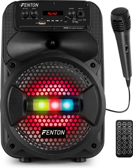 Glad Instrueren werkzaamheid Karaoke set - Fenton FPC8 - Bluetooth karaoke set met microfoon - 100W - Party  speaker... | bol.com