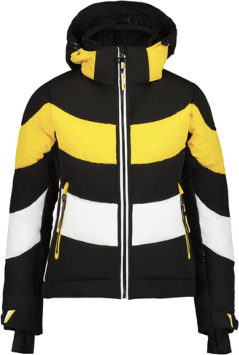 Luhta Hallela Hooded Jacket - Wintersportjas Voor Dames - Zwart/Wit/Geel - 38
