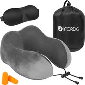 ForDig Premium Nekkussen - Inclusief Slaapmasker & Oordopjes - Grijs