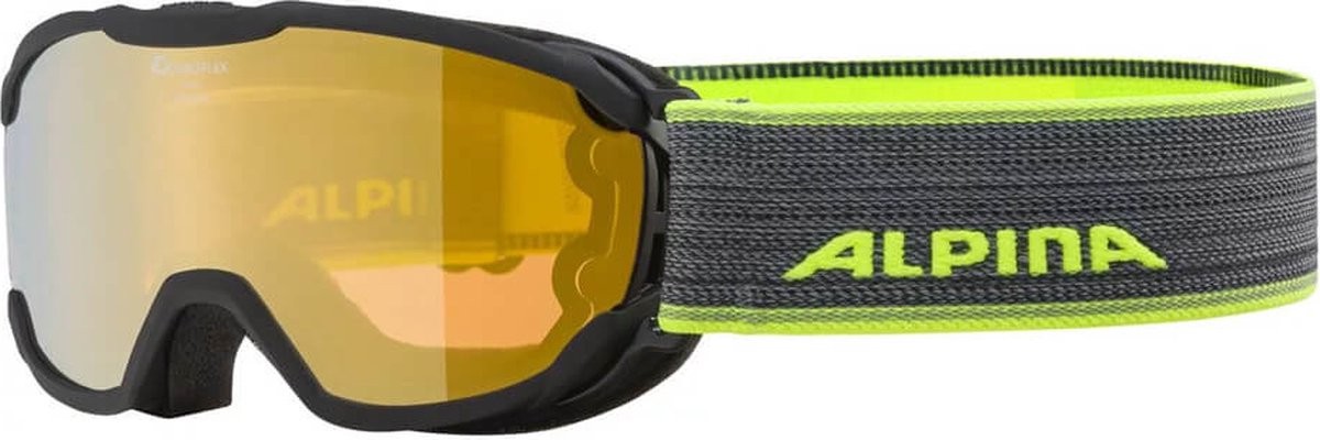 Alpina Pheos Junior Q-Lite Skibril - Zwart Geel | Categorie 2