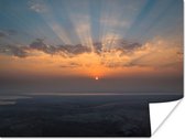 Zonnestralen boven de Dode Zee bij de Negev-woestijn in Israël Poster 160x120 cm - Foto print op Poster (wanddecoratie woonkamer / slaapkamer) / Azië Poster / Zee en Strand XXL / Groot formaat!