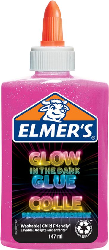 Colle liquide Elmer's in the Dark | rose | 147 ml | lavable et adapté aux enfants | idéal pour la fabrication de slime et l'artisanat