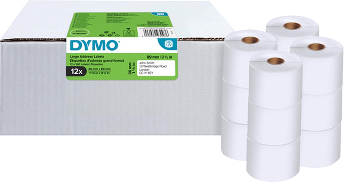 Etiket Kangaro compatibel Dymo S0722400 / 99012, 2 rollen Etiket Kangaro compatibel Dymo S0722400 / 99012, 2 rollen