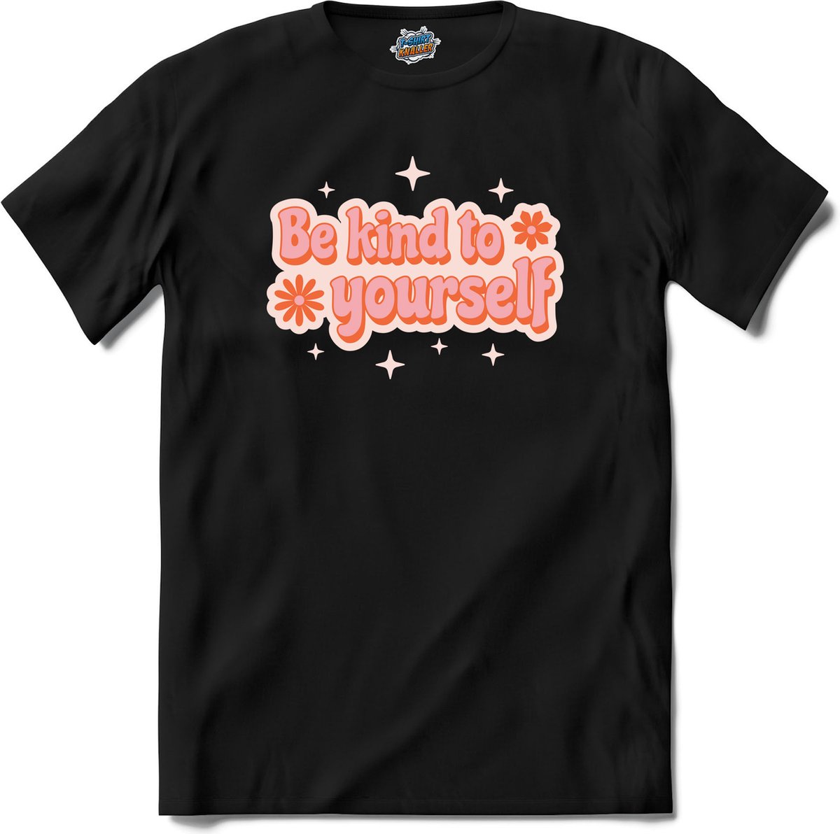 Flower power Be kind to yourself - T-Shirt - Jongens - Zwart - Maat 2 jaar