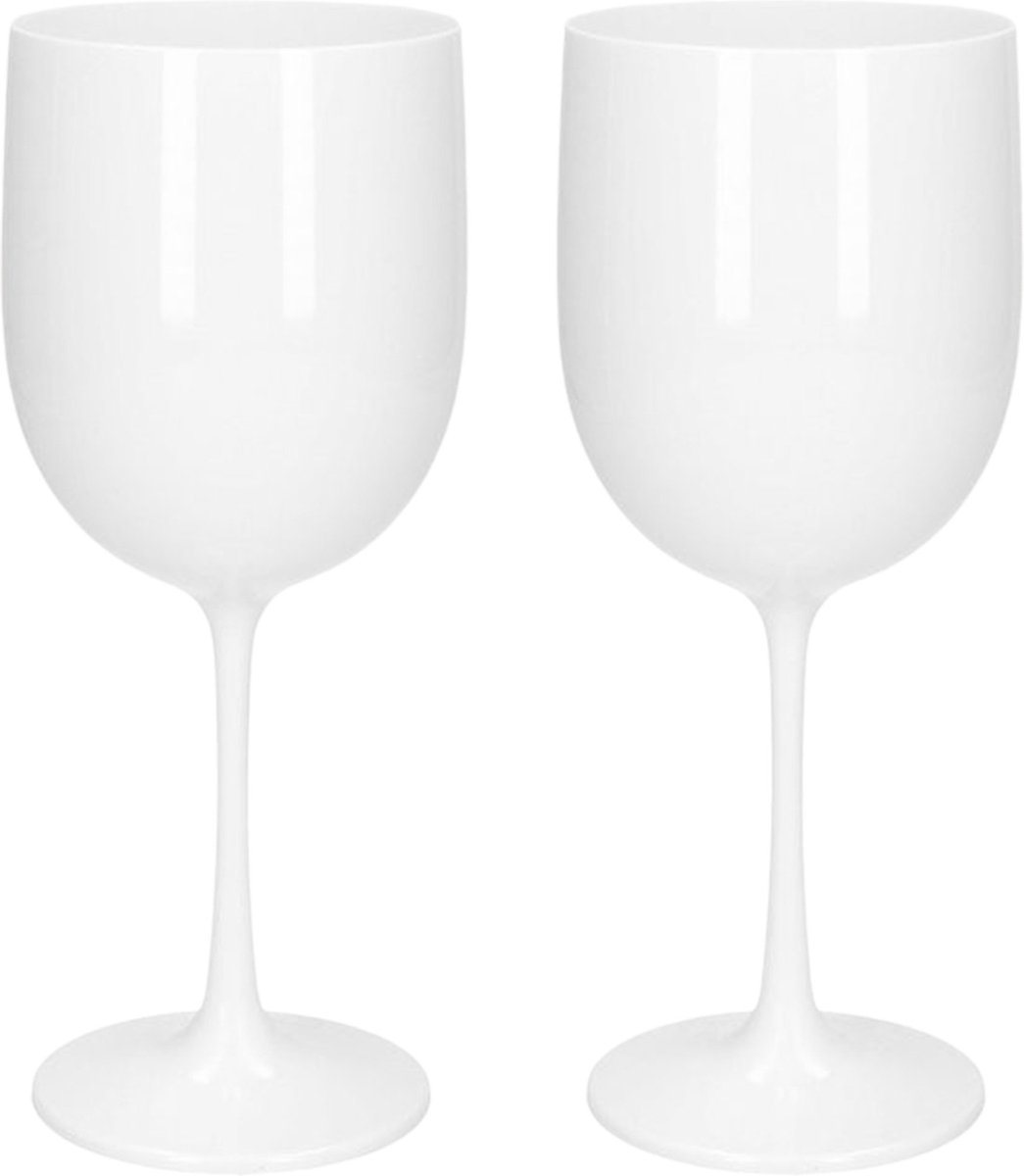 Wijnglas 480ml - Onbreekbaar Kunststof - Wit - 2 Stuks